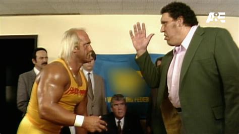 Hulk Hogan and Andre the Giant nearly come to blows during contract signing: A&E WWE Rivals Hulk ...