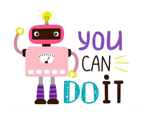 Premium Vector | You can do it, cartoon robot