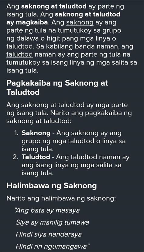 halimbawa ng latudtod at saknong - Brainly.ph