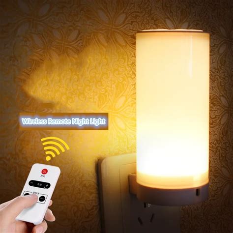 Wireless Remote Control LED Small Night Lights With Plug Color Changeable Wall Sleep Lamps ...