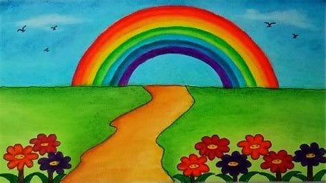 Rainbow Scenery Drawing For Kids : Simple nature drawing for kids