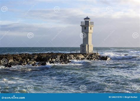 Lighthouse at the Port of Akranes, Iceland Stock Photo - Image of lighthouse, iceland: 54631078