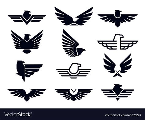 Eagle symbol silhouette flying eagles emblem Vector Image