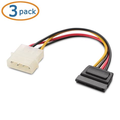 3-Pack 4 Pin Molex to SATA Power Cable Adapter 6 Inches