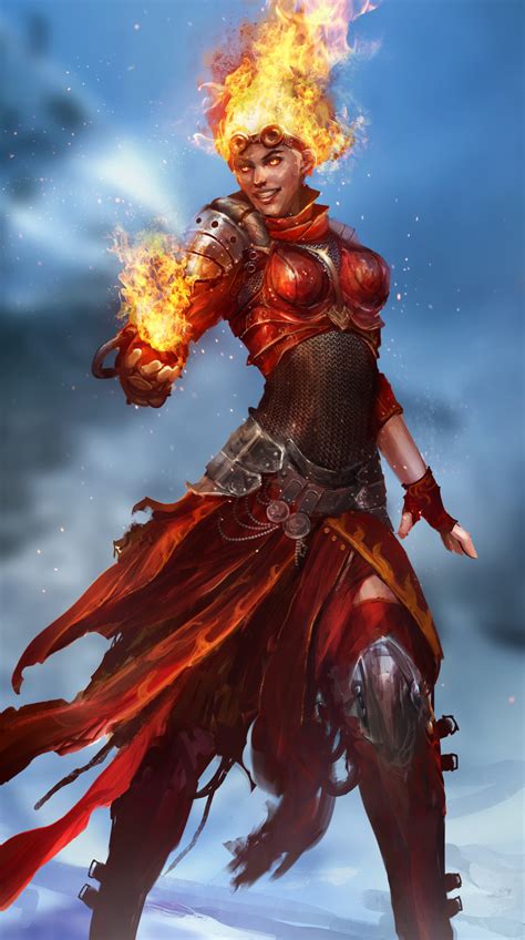 Chandra Nalaar, orange, Planeswalkers, fire, women, Jason Chan, armor ...