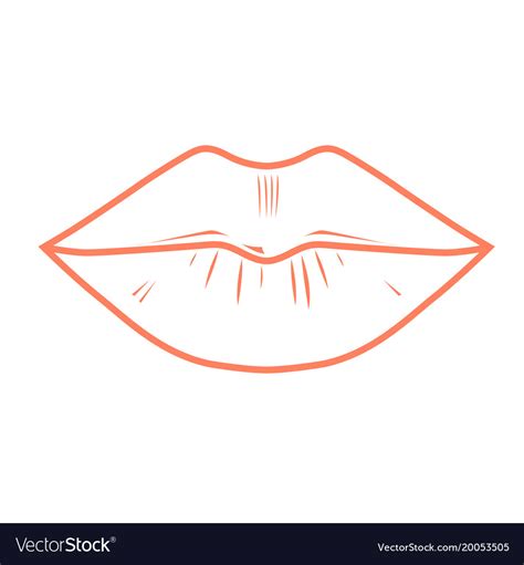 Woman full lips outline - kiss imprint Royalty Free Vector