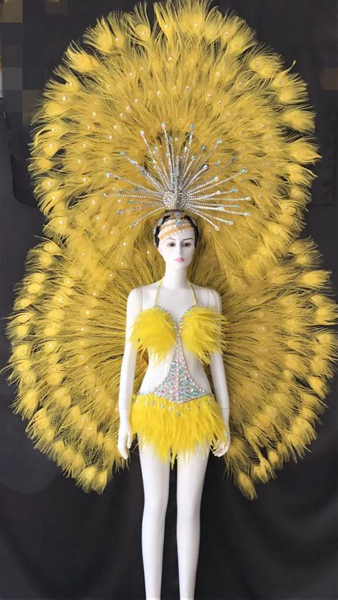 Feather clothing Stage performance catwalk carnival Headdress flower pubs party Men's wear women ...