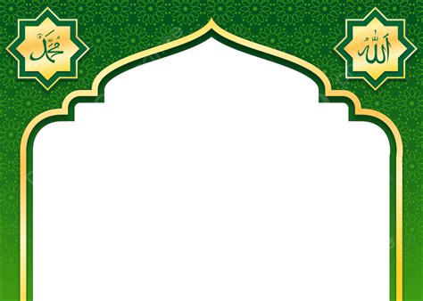 Golden Green Islamic Frame Template Vector, Islam, Background, Mosque ...