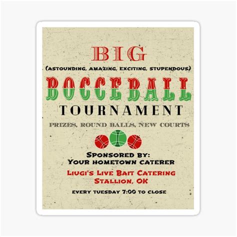 "Bocce Ball Tournament - funny retro poster or sticker" Sticker for ...