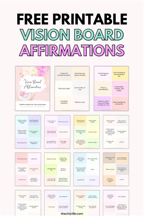 Get a FREE law of attraction vision board affirmations printable - click to download your free ...