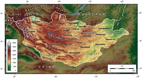 Map of Mongolia Topographic De • Mapsof.net