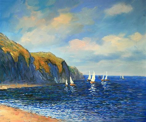 Cliffs and Sailboats at Pourville by Claude Monet Canvas Oil Painting ...