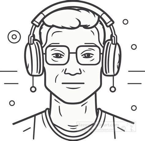 Technology Clipart-man wearing headphones works as ai developer