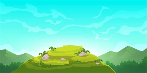 Cartoon nature landscape green hill and rocks 13834310 Vector Art at Vecteezy