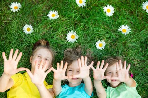 Group of Happy Children Playing Outdoors Stock Photo - Image of girl, cheerful: 86110876