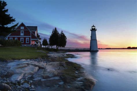 Dusk at Rock Island Lighthouse Photograph by Lori Deiter