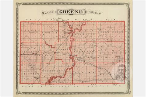 Vintage Greene County IN Map 1876 Old Indiana Map | Etsy