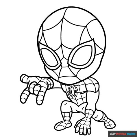 Chibi Spider-Man Coloring Page | Easy Drawing Guides