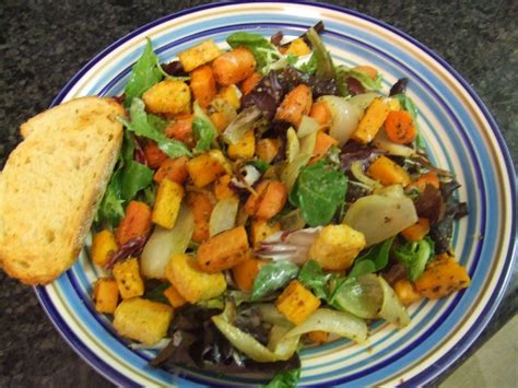 The Feasting Fork: Roasted Veggies with Organic Mixed Greens & Herbs