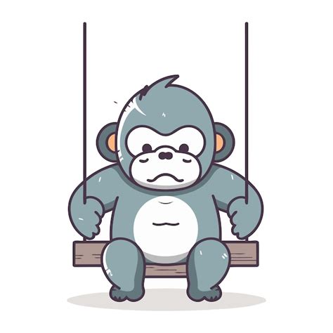 Premium Vector | Monkey sitting on a swing vector illustration in ...