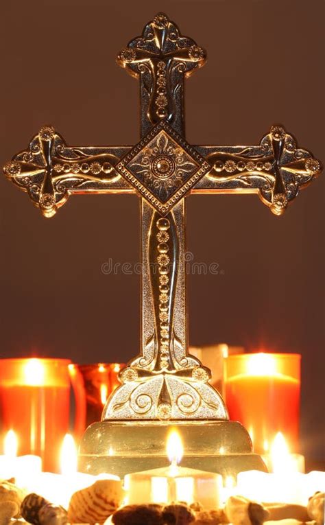 Cross with Candles stock image. Image of fast, season - 22817169