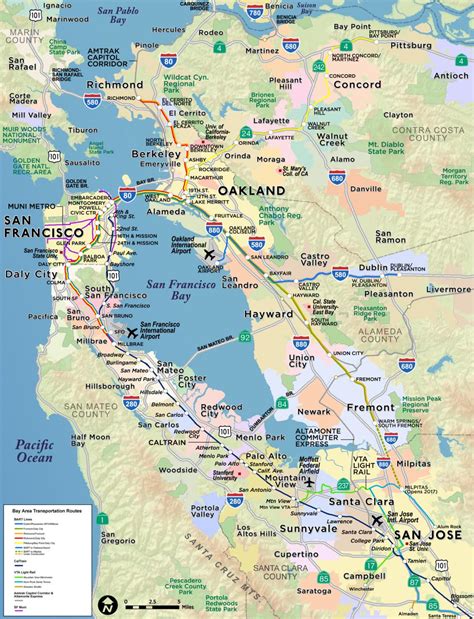 Bay area airports map - Map of bay area airports (California - USA)