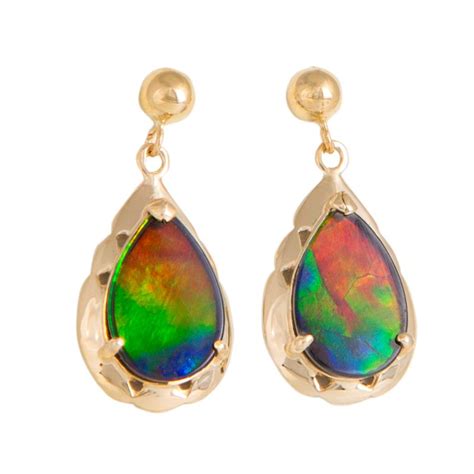 Ammolite Earrings 14K Gold