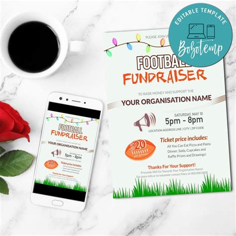 Football Fundraiser Flyer Customizable Template DIY | Createpartylabels