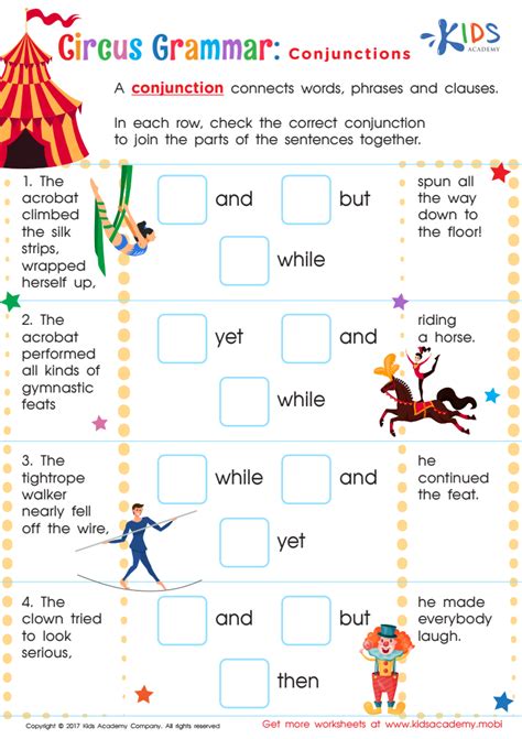 Conjunctions In Sentences Worksheets