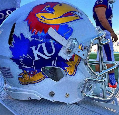 Kansas 2015 helmet | Football helmets, College football helmets, College football teams