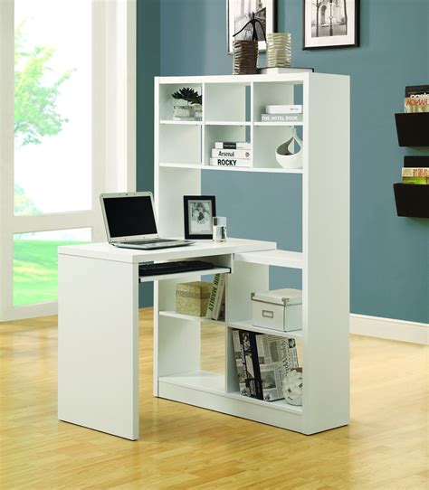 Contemporary White Desk & Bookcase Combination – ComputerDesk.com