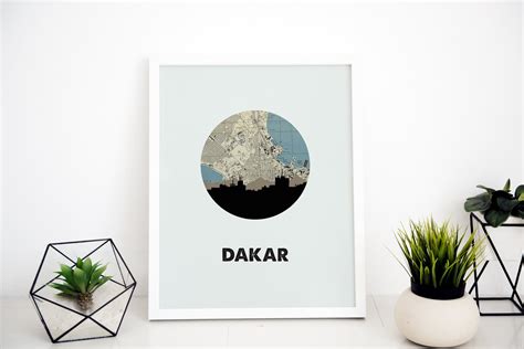 Senegal African art Dakar Senegal Africa map art Africa | Etsy