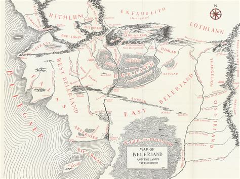 Map of Beleriand and the Lands to the North - Tolkien Gateway