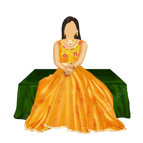 Girl For Haldi Indian Bride Illustration Vector PNG, Vector, PSD, and ...