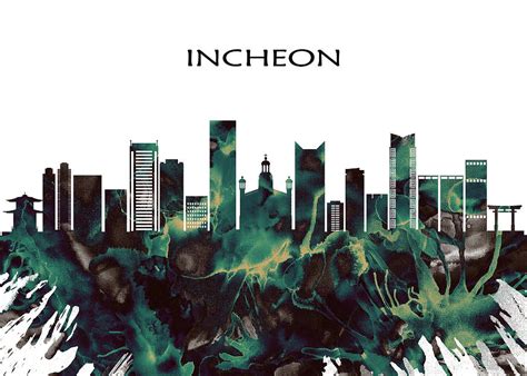 Incheon Skyline Mixed Media by NextWay Art | Fine Art America