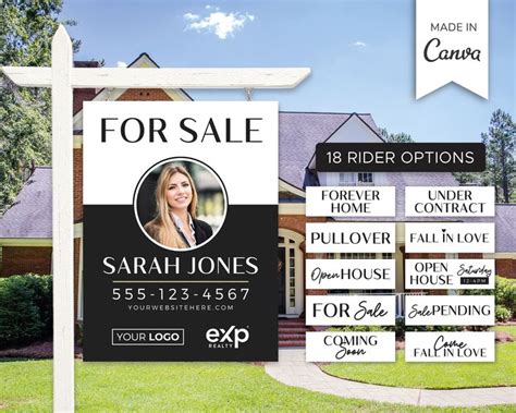 Real Estate Yard Sign Template for Sale Sign Property Sign Realtor Sold Sign Canva for Sale Sign ...