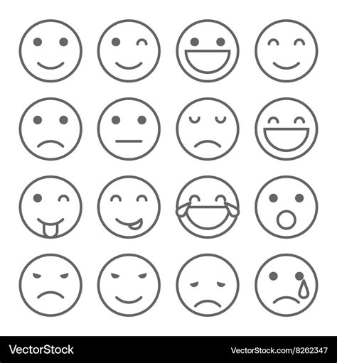 Emoji faces simple icons Royalty Free Vector Image