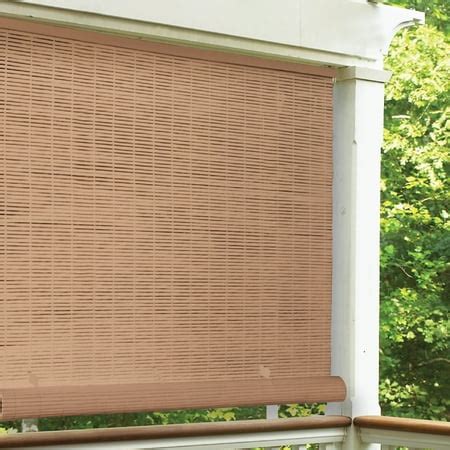 Radiance 8' x 6' Cordless 1/4" PVC Roll-Up Outdoor Sun Shade, Woodgrain ...