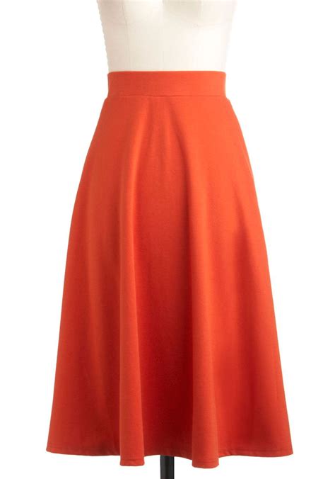 A O-Sway Skirt - Long, Orange, Solid, A-line, Work, Vintage Inspired, Fall | Vintage skirt ...