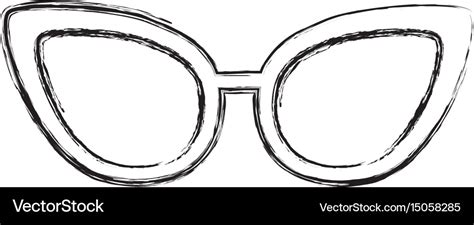 Sketch draw sunglasses cartoon Royalty Free Vector Image