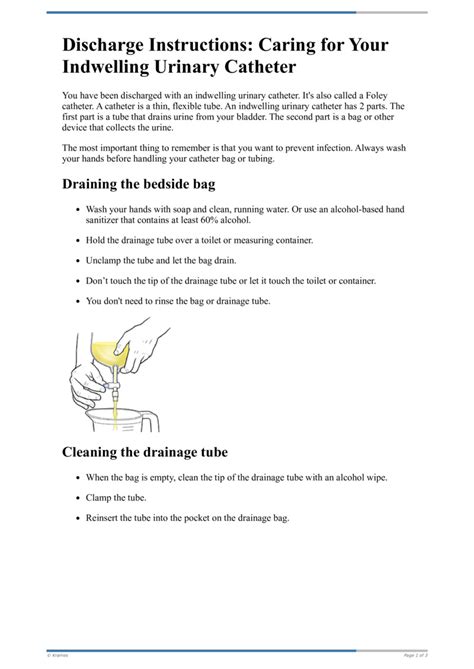 Text - Discharge Instructions: Caring for Your Indwelling Urinary ...