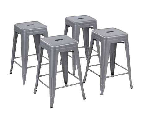 Howard 24inch Stackable Metal Bar Stool, Set of 4, Include 4 Stools ...