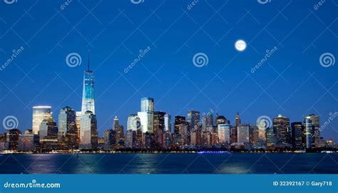 The New Freedom Tower and Lower Manhattan Skyline Stock Image - Image ...