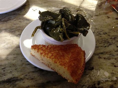 Collard greens and cornbread at Garfrerick's Cafe in Oxford, Alabama ...