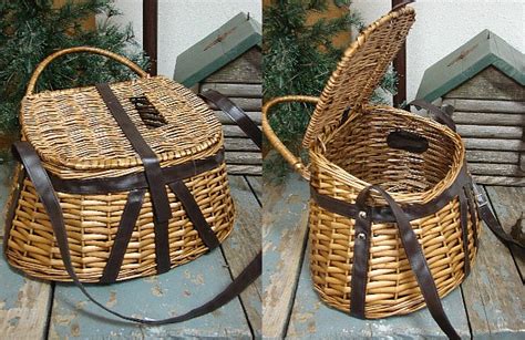 Antique Creel Basket Fishing Basket Fishing Collectible Old Wicker ...