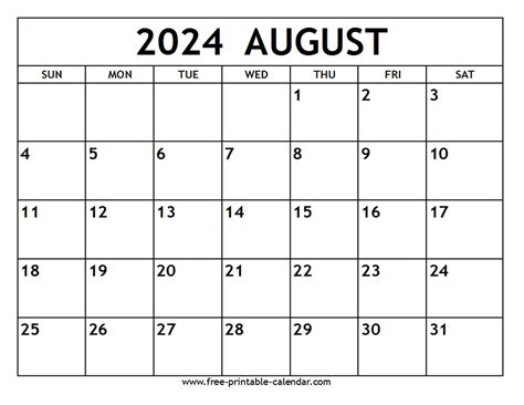 Calendar August 2024 Calendar - Aurie Carissa