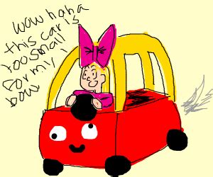 Jojo Siwa in the gigaegg toy car - Drawception