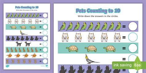 Pets Counting Worksheets 1-10 | Primary Resource | Twinkl