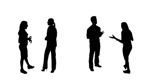 Multiple Silhouettes Of Business People Talking Or Using Mobile Phones To Do Business. Isolated ...