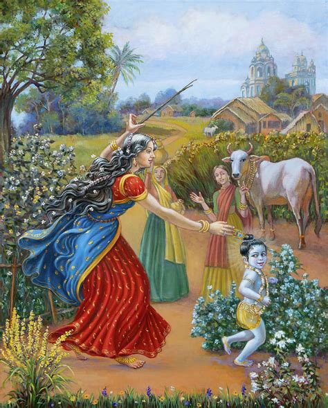 Mother Yashoda Chasing Baby Krishna Painting by Dominique Amendola - Pixels